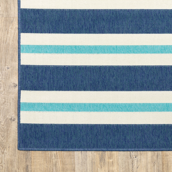 Andover Mills™ Triplehorn Blue/ Ivory Indoor/Outdoor Rug & Reviews